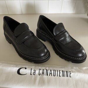La Canadienne Douglas Leather Loafers Black, Size 10, New